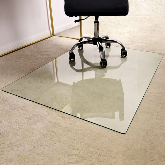 Office Chair Mat for Carpet - 36" x 46" Tempered Glass Floor Mat - for Office Chair on Carpet - 1/5" Thick Clear Computer Floor Mat with 4 Anti-Slip Pads