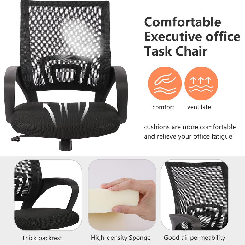 Home Office Chair Desk Computer Chair Adjustable Ergonomic Chair Lumbar Support Armrest Executive with High Density Mesh 360 Degree Swivel Chair for Men Women Adults Chair, Black