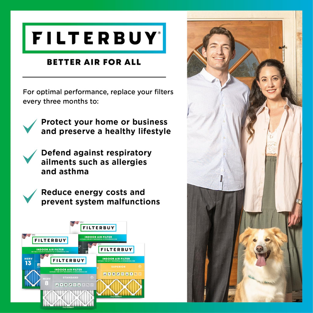16x25x1 Air Filter MERV 8 Dust Defense (4-Pack), Pleated HVAC AC Furnace Air Filters Replacement (Actual Size: 15.50 x 24.50 x 0.75 Inches)