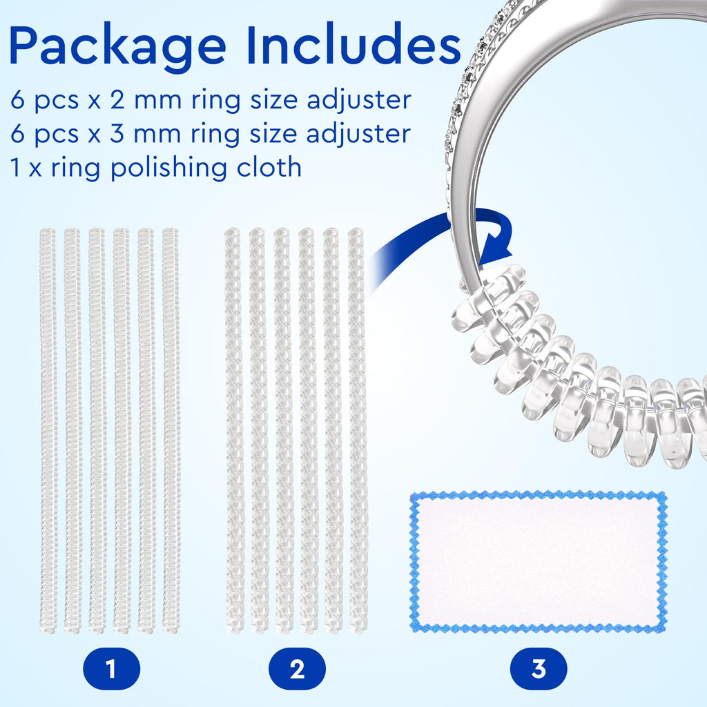 Ring Sizer Adjuster for Loose Rings - 12 Pack, Guards, Spacers & Tighteners, Fits Bands Up to 6mm, Reduces Size by 0.5-1.5, Invisible Design for Women & Men by 5 STARS UNITED