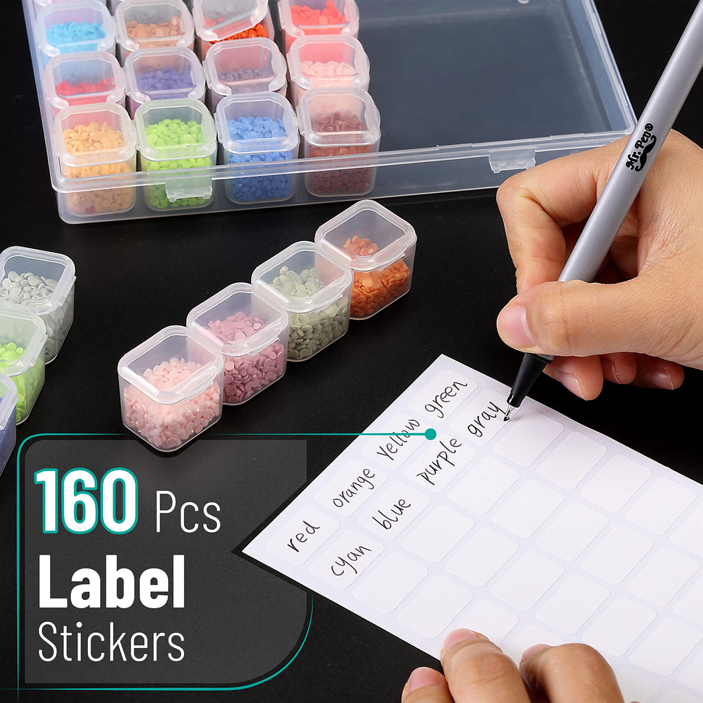 Diamond Painting Bead Storage Containers, 28 Grids, 2 Pack, Includes 160pcs Label Stickers, Diamond Art Bead BoxOrganizer