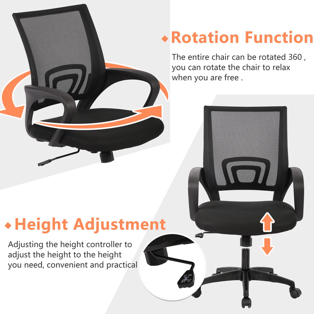 Home Office Chair Desk Computer Chair Adjustable Ergonomic Chair Lumbar Support Armrest Executive with High Density Mesh 360 Degree Swivel Chair for Men Women Adults Chair, Black