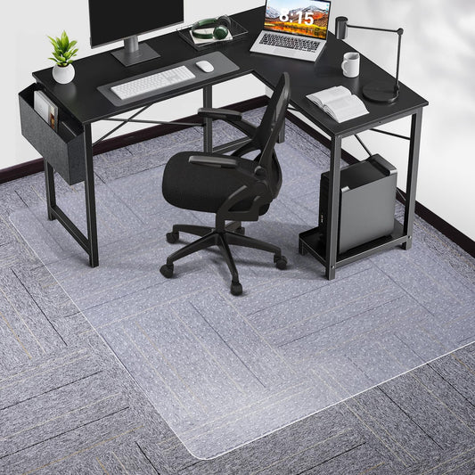 Chair Mat for Carpet, 46" x 60" Office Chair Mat for Carpeted Floors, Heavy Duty Chair Mat with Grips, Floor Protector Computer Desk Chair Mat for Home Office (Clear, Rectangular)