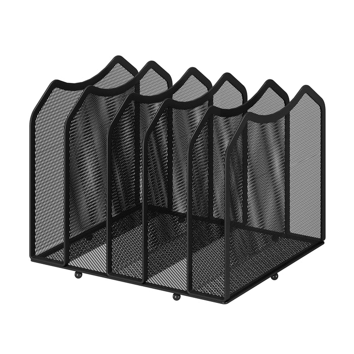 Mesh Desktop File Sorter Organizer, 5-Section Bookshelf for Desk Home Office, Black