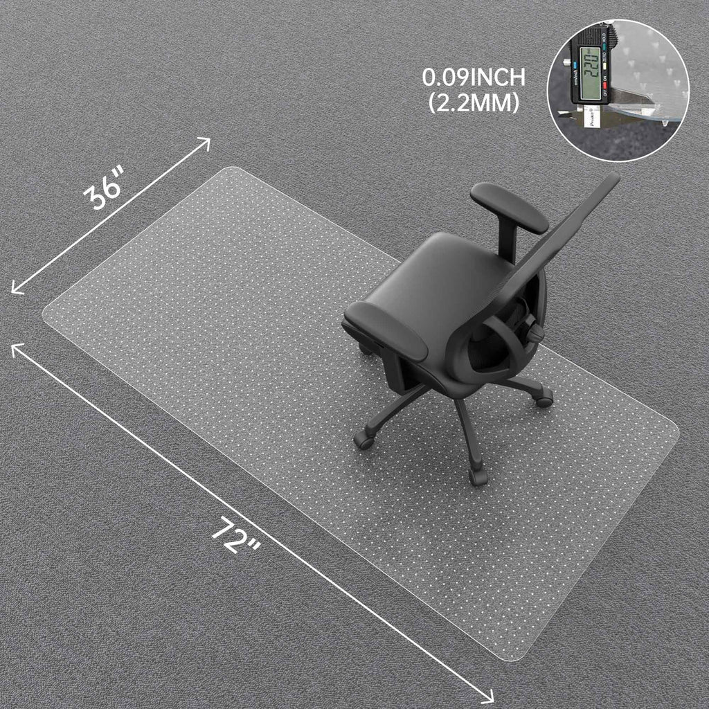 Chair Mat for Carpet, 36” x 72” Office Floor Mats for Rolling Chairs, Floor Protector Mats, Easy Glide Desk Floor Mat for Low Pile Carpet (Rectangle)