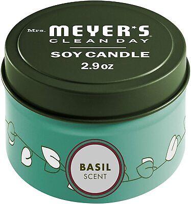 Mrs. Meyer's Basil Scented Soy Tin Candle 12 Hour Burn Time Soy Wax - 2.9 oz - Better Savings Group