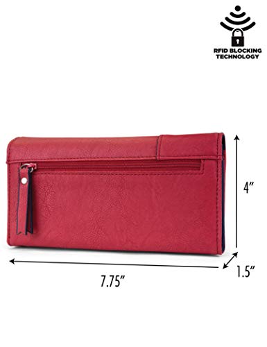 Nautica Money Manager RFID Women’s Wallet Clutch Organizer (Fuego Red (Buff))