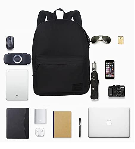 SUPACOOL Lightweight Casual Laptop Backpack with USB Charging Port For for Men and Women, Daily use backpack, Backpack for College (Full Black) - GEAR4EVER