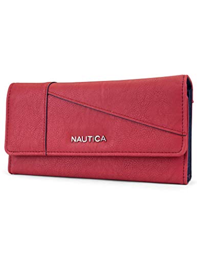 Nautica Money Manager RFID Women’s Wallet Clutch Organizer (Fuego Red (Buff))