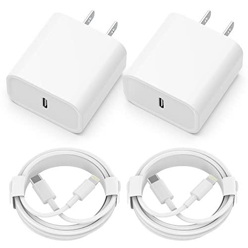 iPhone Charger [Apple MFi Certified] 2 Pack 20W PD USB C Wall Fast Charger Adapter with 2 Pack 6FT Type C to Lightning Cable Compatible with iPhone 14 13 12 11 Pro Max XR XS X,iPad - GEAR4EVER