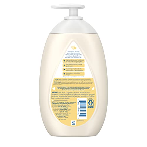 Johnson's Baby Skin Nourish Moisturizing Baby Lotion for Dry Skin with Shea & Cocoa Butter Scents, Gentle & Lightweight Body Lotion for The Whole Family, Hypoallergenic, Dye-Free, 16.9 fl. oz