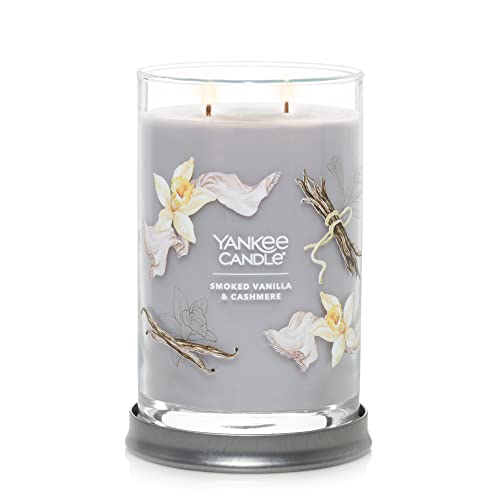 Yankee Candle Smoked Vanilla & Cashmere Scented, Signature 20oz Large Tumbler 2-Wick Candle, Over 60 Hours of Burn Time