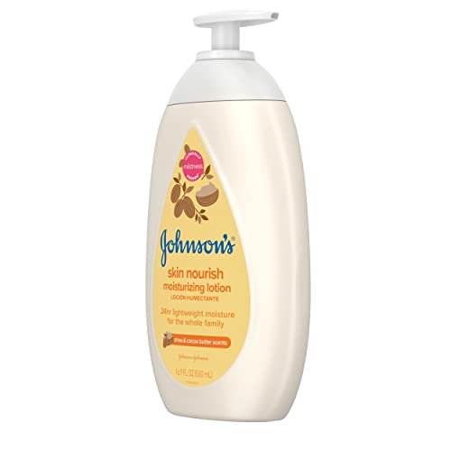 Johnson's Baby Skin Nourish Moisturizing Baby Lotion for Dry Skin with Shea & Cocoa Butter Scents, Gentle & Lightweight Body Lotion for The Whole Family, Hypoallergenic, Dye-Free, 16.9 fl. oz