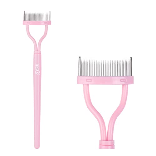 Eyelash Comb Separator MSQ Eyelash Mascara Brush and Comb Lash Separator With Comb Cover Arc Designed Cosmetic Brushes Tool Pink (1PCS)