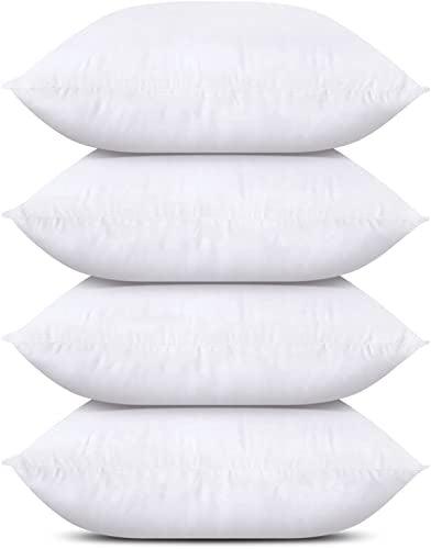 Throw Pillows (Set of 4, White), 18 x 18 Inches Pillows for Sofa, Bed and Couch Decorative Stuffer Pillows - Better Savings Group