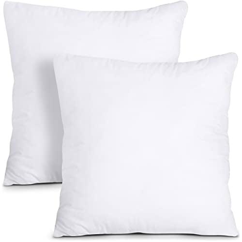 Throw Pillows Insert (Pack of 2, White) - 18 x 18 Inches Bed and Couch Pillows - Indoor Decorative Pillows - Better Savings Group