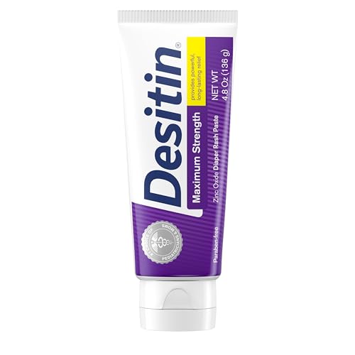 Desitin Maximum Strength Baby Diaper Rash Cream with 40% Zinc Oxide for Treatment, Relief & Prevention, Hypoallergenic, Phthalate- & Paraben-Free Paste, 4.8 oz