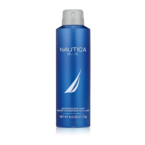 Nautica Blue Deodorizing Body Spray - Iconic, Vegan Formula, Deodorant Spray, Refreshing Bergamot and Earthy Sandalwood, 6.0oz