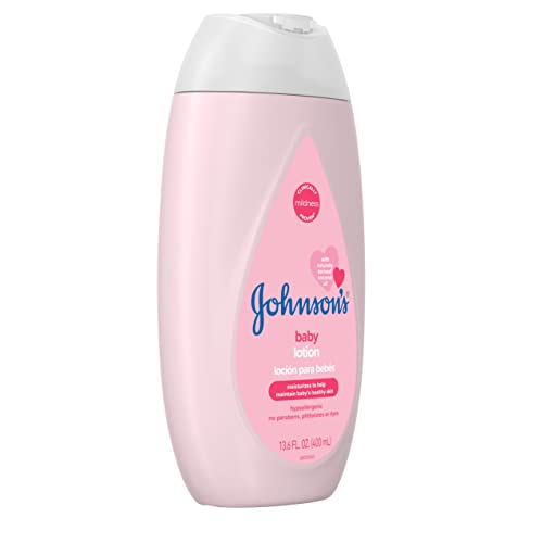 Johnson's Baby Moisturizing Mild Pink Baby Lotion with Coconut Oil for Delicate Baby Skin, Paraben-, Phthalate- & Dye-Free, Hypoallergenic & Dermatologist-Tested, Baby Skin Care, 13.6 Fl. Oz