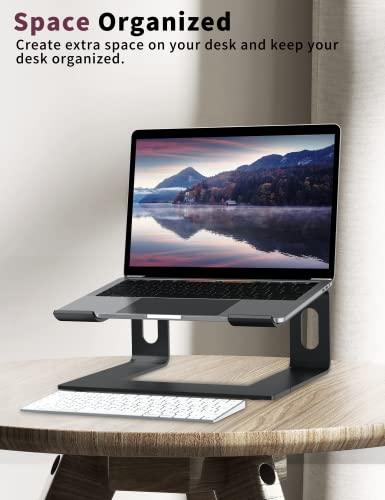 ALASHI Laptop Stand for Desk, Aluminum Computer Riser, Ergonomic Notebook Holder, Detachable Metal Laptops Elevator, PC Cooling Mount Support 10 to 15.6 Inches Notebook, Black - GEAR4EVER