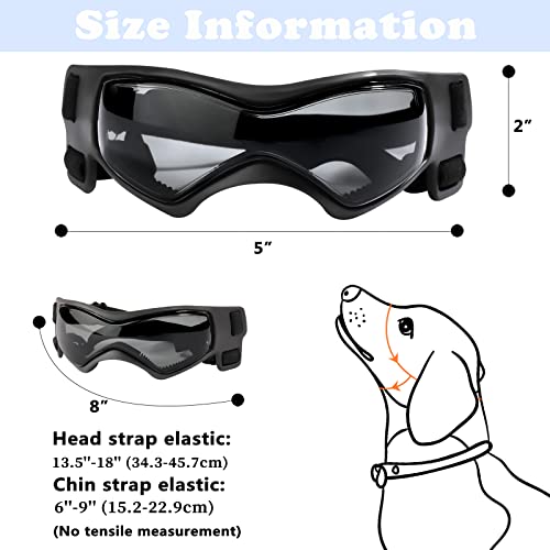 QUMY Dog Goggles UV Protection for Small to Medium Breed Dog, Dog Sunglasses Windproof Anti-Fog Dustproof Snowproof, Puppy Glasses for Outdoor Riding Driving with Comfortable Frame Adjustable Straps