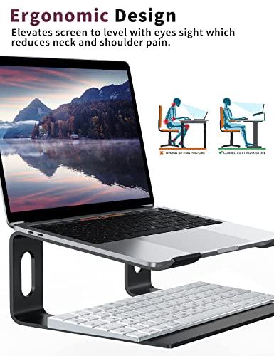 ALASHI Laptop Stand for Desk, Aluminum Computer Riser, Ergonomic Notebook Holder, Detachable Metal Laptops Elevator, PC Cooling Mount Support 10 to 15.6 Inches Notebook, Black - GEAR4EVER