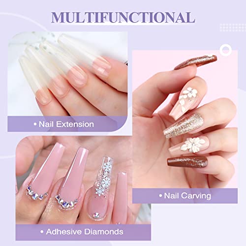 Saviland Acrylic Nail Kit: All-in-One Beginner Nail Kit 15g Clear/White/Pink Acrylic Powder and Liquid Set with Acrylic Nail Brush Nail Forms Glass Dappen Dish, Easy to Use Nails Kit Acrylic Set