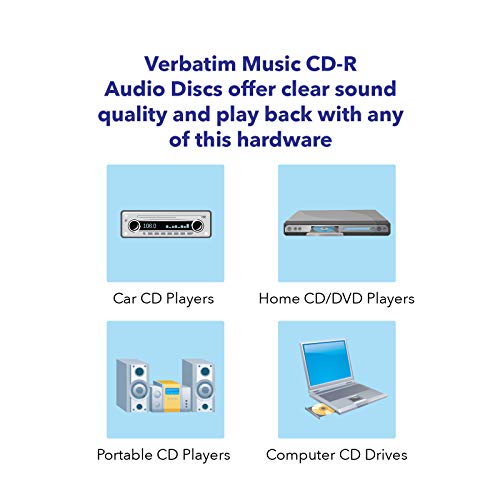 Verbatim Music CD-R 80 Minute 700 MB Blank Recordable Audio Discs 25pk Spindle, Silver