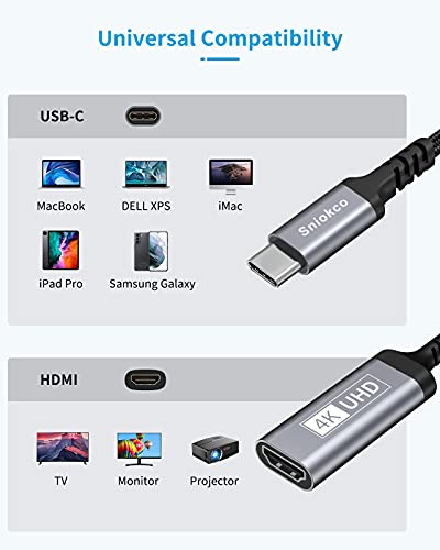 Sniokco USB C to HDMI Adapter, High Speed Portable Type C to HDMI Converter for Home Office, Aluminum, Compatible with i.Phone 15 Pro/Max, MacBook Pro/Air, Surface, i.Pad Pro/Air, XPS, G,alaxy S8-S23