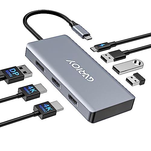 USB C to Dual HDMI Adapter, Multi Display Docking Station Dual Monitor with 2 HDMI, Displayport, 100W PD, 3 USB Ports, USB C Hub Multiport Dongle Compatible with MacBook/Dell/HP/Lenovo Laptops - GEAR4EVER