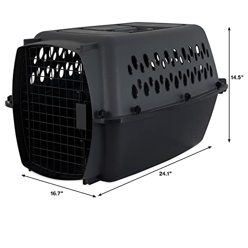 Petmate Pet Porter Dog Kennel 24", Dark Gray & Black, for Pets 15-20lbs, Made in USA