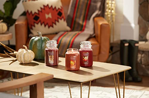 Yankee Candle Spiced Pumpkin Scented, Classic 22oz Large Jar Single Wick Aromatherapy Candle, Over 110 Hours of Burn Time, Apothecary Jar Fall Candle, Autumn Candle for Home