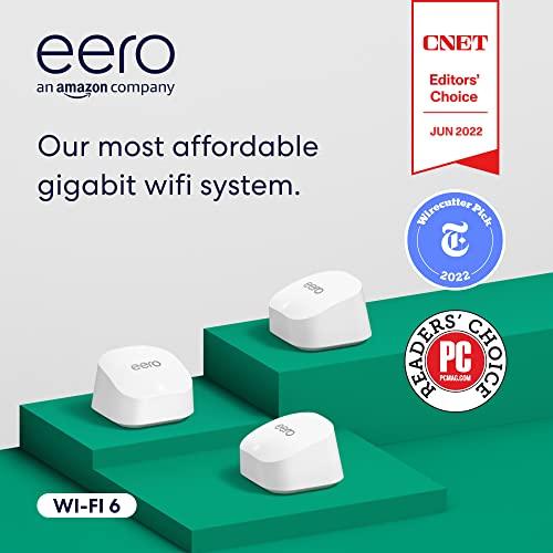 Amazon eero 6+ mesh Wi-Fi system | Fast and reliable gigabit speeds | connect 75+ devices | Coverage up to 4,500 sq. ft. | 3-pack, 2022 release - GEAR4EVER