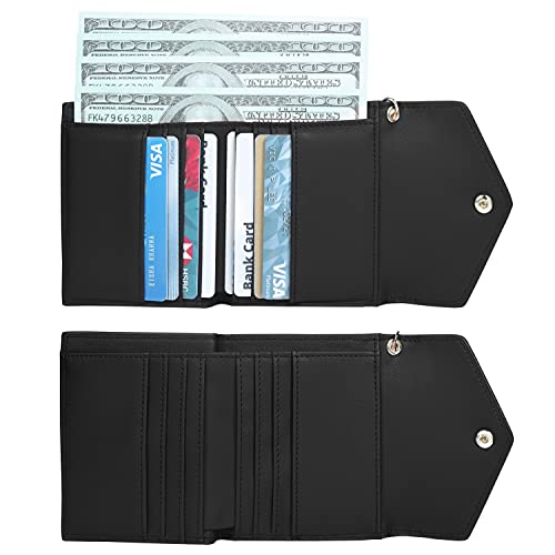 Gostwo women's Small Wallet RFID Blocking Wallet Change Pouch Credit Card Holder Mini Bifold Purse(Black)