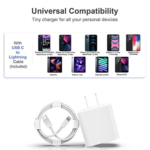 iPhone Charger [Apple MFi Certified] 2 Pack 20W PD USB C Wall Fast Charger Adapter with 2 Pack 6FT Type C to Lightning Cable Compatible with iPhone 14 13 12 11 Pro Max XR XS X,iPad - GEAR4EVER