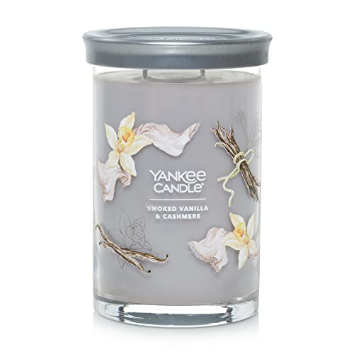 Yankee Candle Smoked Vanilla & Cashmere Scented, Signature 20oz Large Tumbler 2-Wick Candle, Over 60 Hours of Burn Time