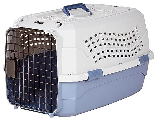 Amazon Basics - 2-Door Top-Load Hard-Sided Dogs, Cats Pet Travel Carrier, 23-Inch, Gray & Blue