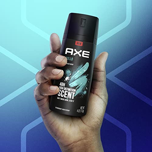 AXE Apollo Body Spray Deodorant for Long-Lasting Odor Protection, Sage & Cedarwood Deodorant for Men Formulated Without Aluminum 4 Ounce (Pack of 4)