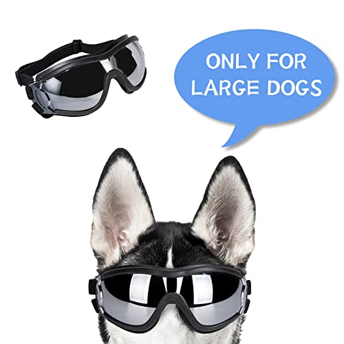 NVTED Dog Sunglasses/Goggles, UV/Wind/Dust/Fog Protection Pet Glasses Eye Wear with Adjustable Strap for Medium or Large Dog (Pack of 1)