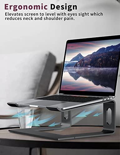 ALASHI Laptop Stand for Desk, Aluminum Computer Riser, Ergonomic Notebook Holder, Detachable Metal Laptops Elevator, PC Cooling Mount Support 10 to 15.6 Inches Notebook, Black - GEAR4EVER