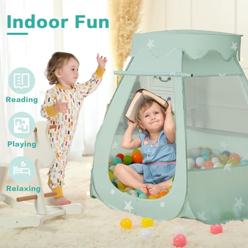 Pop Up Princess Tent with Star Lights, Toys for 1 2 3 Year Old Girl Birthday Gifts, Baby Ball Pits for Toddlers 1-3, Kids Play Tent for 12-18 Month Baby Girl Toys, One Year Old Girl Toys Tent for Kids