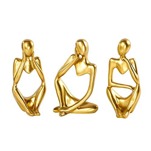 BMLCGJ Thinker Statue Gold Decor Abstract Art Sculpture, Golden Resin Collectible Figurines for Home Living Room Office Shelf Decoration,Great Gift Ideas (Gold) - Better Savings Group