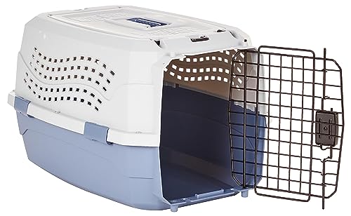 Amazon Basics - 2-Door Top-Load Hard-Sided Dogs, Cats Pet Travel Carrier, 23-Inch, Gray & Blue