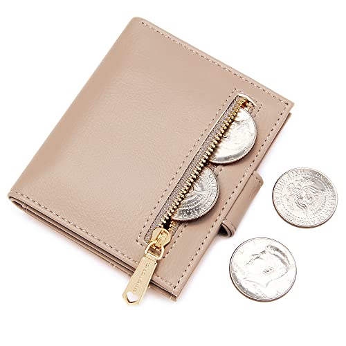 GEEAD Small Wallets for Women Slim Bifold Credit Card Holder Minimalist Zipper Coin Pocket