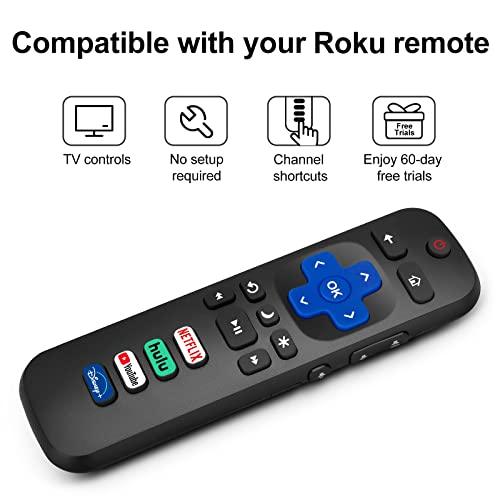 (Pack of 2) Replacement Remote Control Only for Roku TV, Compatible for TCL Roku/Hisense Roku/Onn Roku/Sharp Roku/Element Roku/Westinghouse Roku/Philips Roku Smart TVs (Not for Roku Stick and Box) - GEAR4EVER