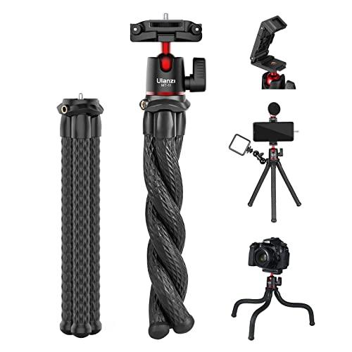 ULANZI Camera Tripod, Mini Flexible Tripod Stand with Hidden Phone Holder w Cold Shoe Mount, 1/4'' Screw for Magic Arm, Universal for iPhone 13 12 Pro Max XS Max X 8 Samsung Canon Nikon Sony Cameras - GEAR4EVER