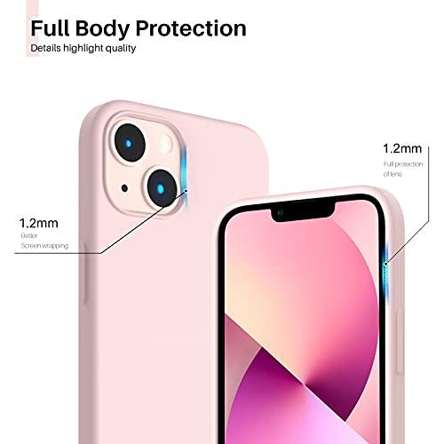 ORNARTO Compatible with iPhone 13 Case 6.1, Slim Liquid Silicone 3 Layers Full Covered Soft Gel Rubber Case Cover 6.1 inch-Chalk Pink - GEAR4EVER