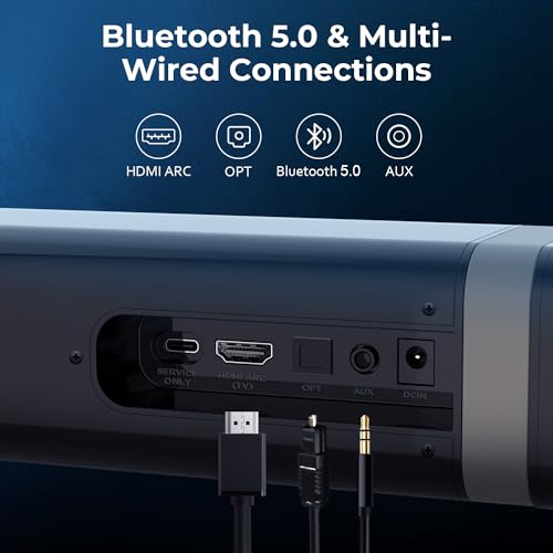 MZEIBO Sound Bars for TV, Bluetooth Soundbar for TV, 50W TV Sound Bar with 4 Drivers and Remote Control, Home Audio TV Speakers Sound Bar with ARC/Optical/AUX Connect