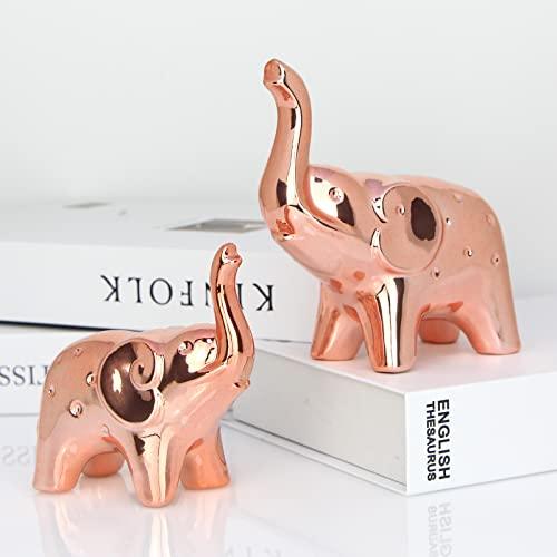 prosfalt A Pair Elephant Statue Home Decor,Modern Style Figurines,Sculpture for Office Desktop Bookshelf Living Room (Ceramics Rose Gold) - Better Savings Group