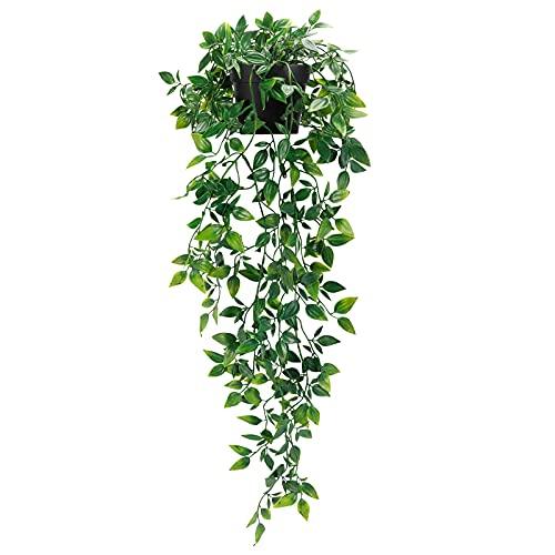 Whonline Artificial Hanging Plants Small Fake Potted Plants, Faux Plants for Indoor Outdoor Aesthetic Office Living Room Shelf Decor (1 Pack) - Better Savings Group